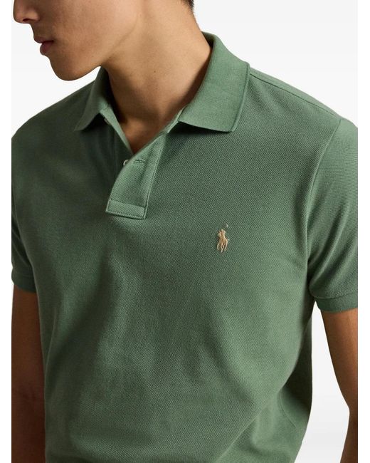 Polo Ralph Lauren Green Embroidered Pony Mesh Polo Shirt for men