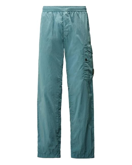 C P Company Blue Cargo-Pocket Elasticated Trousers for men