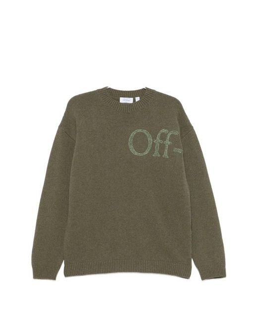 Off-White c/o Virgil Abloh Green Logo-Embroidered Sweater for men