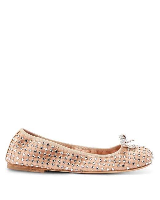 Rene Caovilla Pink Rhinestone-Embellished Ballerina Shoes