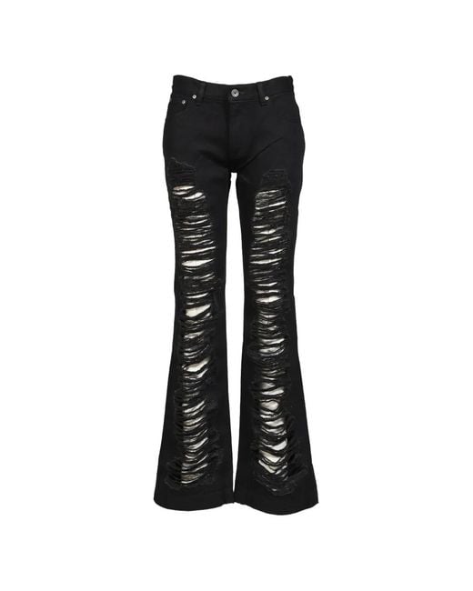 BOHEMSEO Black Distressed Semi-Bootcut Jeans