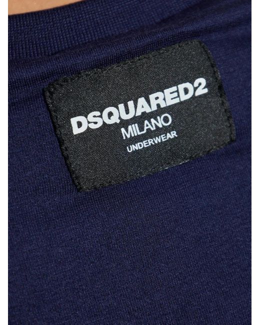 DSquared² Blue Logo-Patch T-Shirt for men