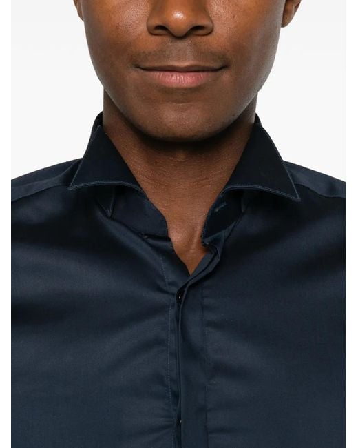 Carlo Pignatelli Blue Spread-Collar Slim-Fit Shirt for men