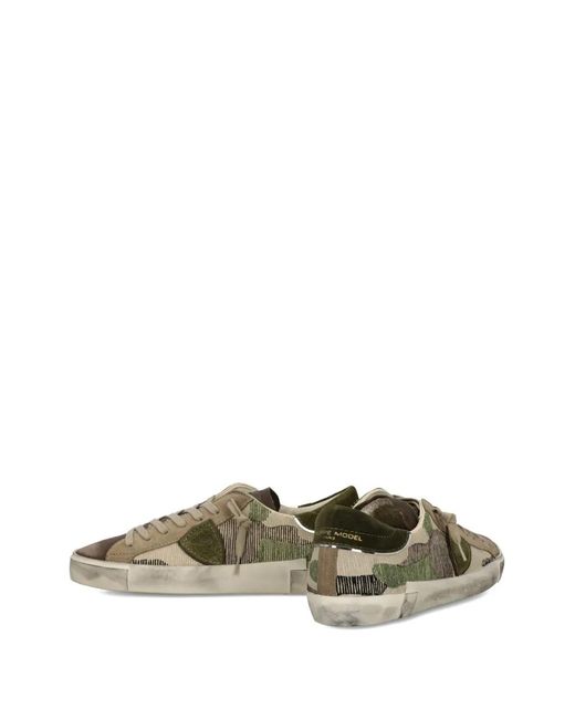 Philippe Model Brown Camouflage-Patterned Low-Top Sneakers for men