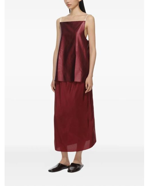 Carven Red Pressed Silk Vest Top