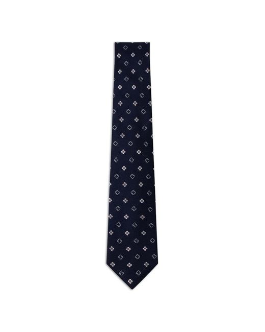 Hackett Blue Flower-Outline Silk Tie for men