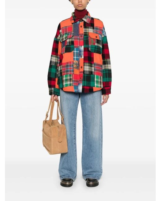 Polo Ralph Lauren Red Patchwork Long Sleeve Button Down