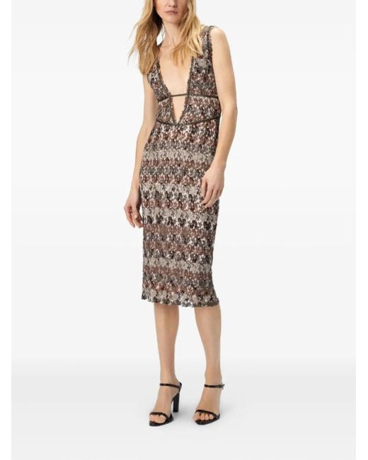 Missoni Natural Floral V-Neck Midi Dress