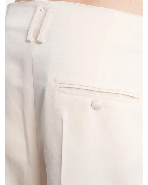 Magda Butrym White Pleated Straight-Leg Trousers