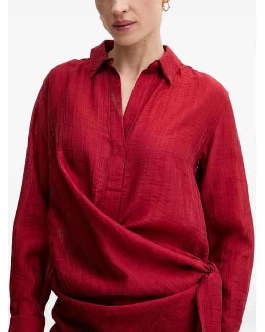 INTROPIA Red Haut Cosette À Design Cache-Cœur Et Manches Longues