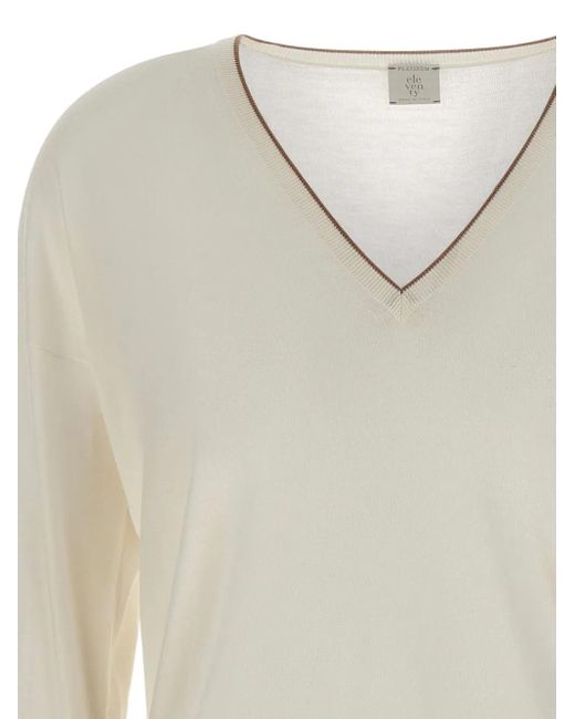 Maglione Con Scollo A V di Eleventy in White