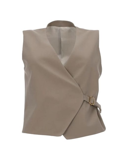 PT Torino Gray Angela Wrap-Style Buckle-Fastening Waistcoat