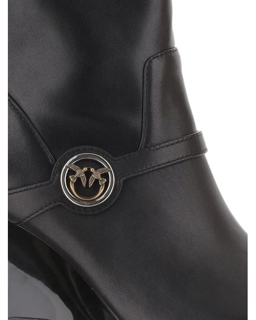 Pinko Black Love Birds Ankle Boots