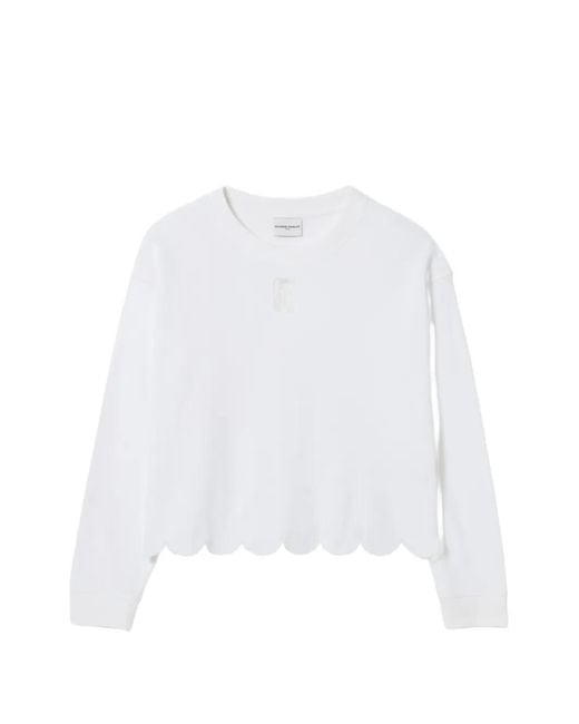 Sweat En Maille Gaufrée À Ourlet Festonné Claudie Pierlot en coloris White