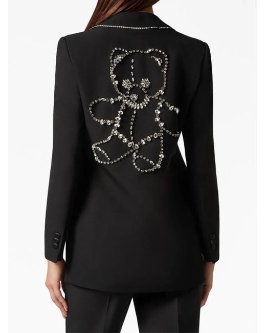 Philipp Plein Black Crystal-Embellished Blazer