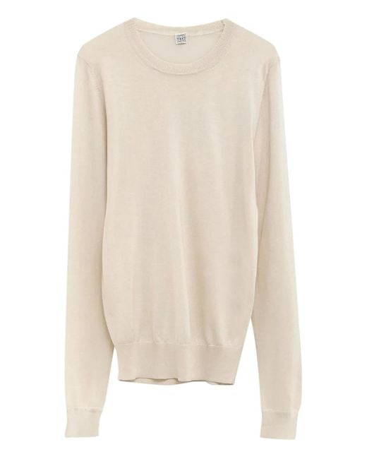 Totême  White Knitted Crew-Neck Jumper