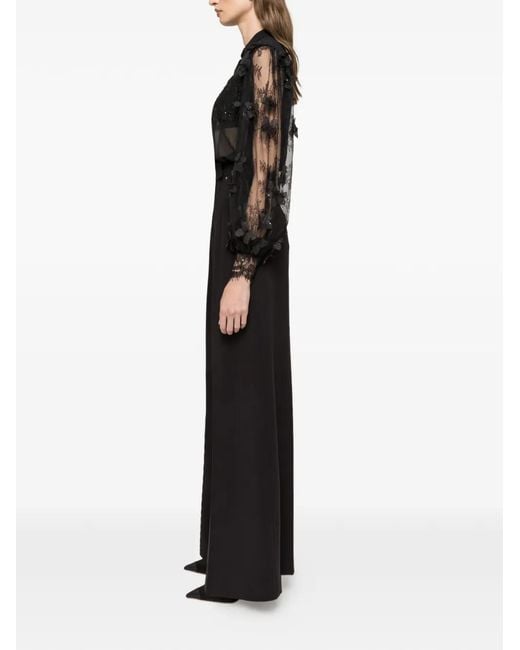 Nissa Black Floral Lace Shirt
