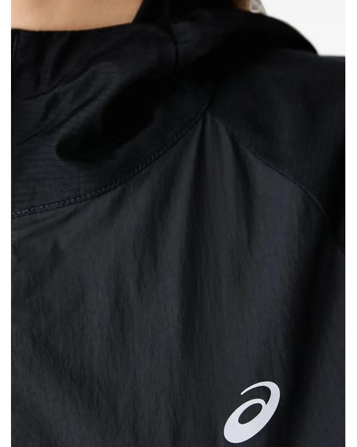 Asics Black Drawstring-Waist Hooded Jacket