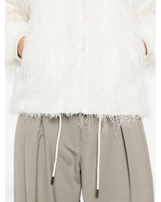 S.W.O.R.D White Fringed Bomber Jacket