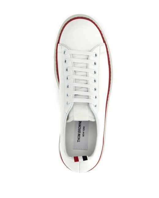 Thom Browne White Vitello Calf Tennis Shoes for men
