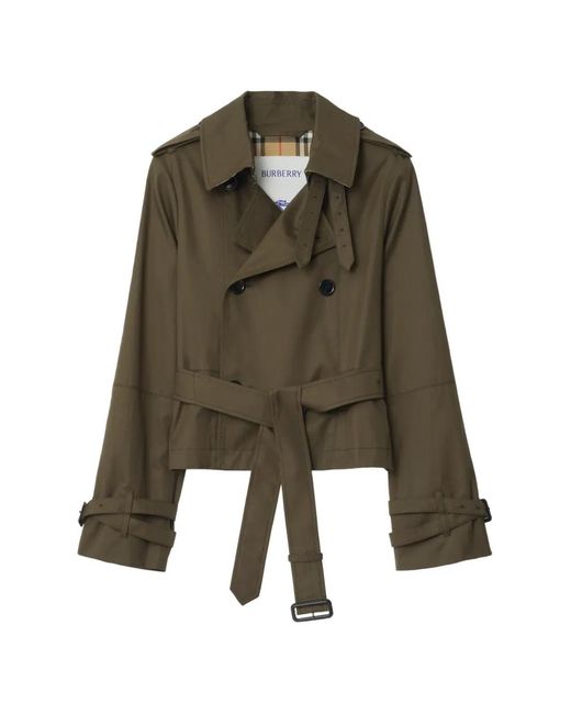Chaqueta Corta Con Cinturón Burberry de color Green