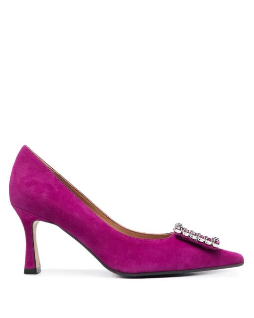 Roberto Festa Purple Lilly 80Mm Pointed-Toe Suede Pumps