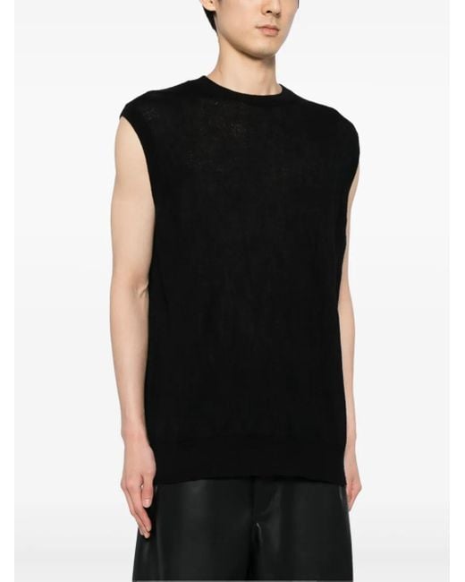 Helmut Lang Black Intarsia-Knit Crew-Neck Vest