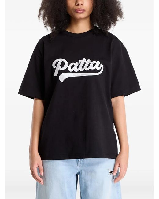 PATTA Black Logo-Patch T-Shirt for men