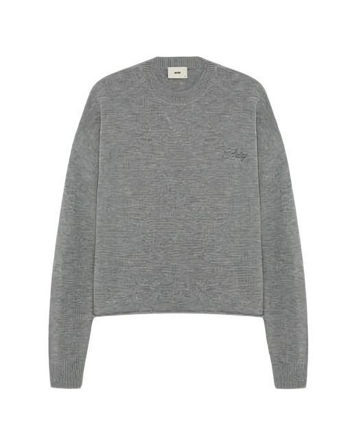Autry Gray Logo-Embroidered Knitted Sweater