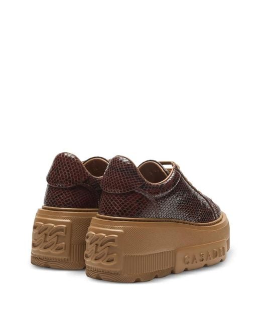 Casadei Brown Nexus Python-Effect Sneakers