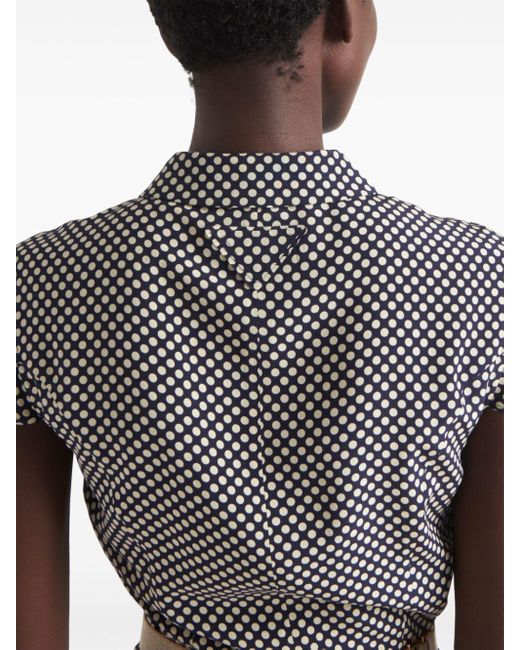 Prada Gray A-Linien-Hemdkleid mit Polka Dots