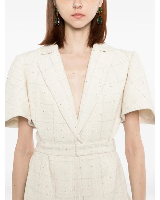 Saiid Kobeisy White Tweed Short Jumpsuit