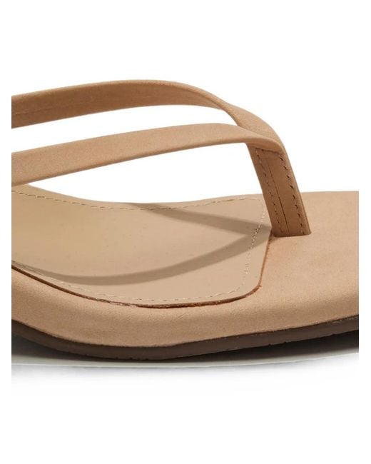 TKEES Natural Julia Square-Toe Leather Sandals