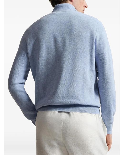 Polo Ralph Lauren Blue Quarter Zip Knit Sweater for men