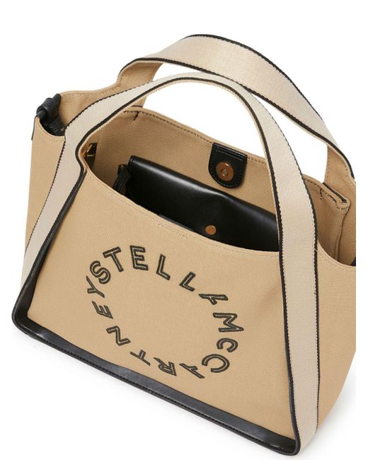 Stella McCartney Natural Shopper aus Canvas mit Logo-Stickerei