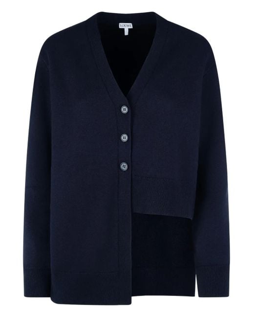 Loewe Blue Button-Fastening Asymmetric Cardigan