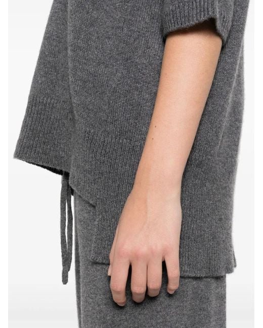 Lisa Yang Gray Mélange Cashmere Knitted Top