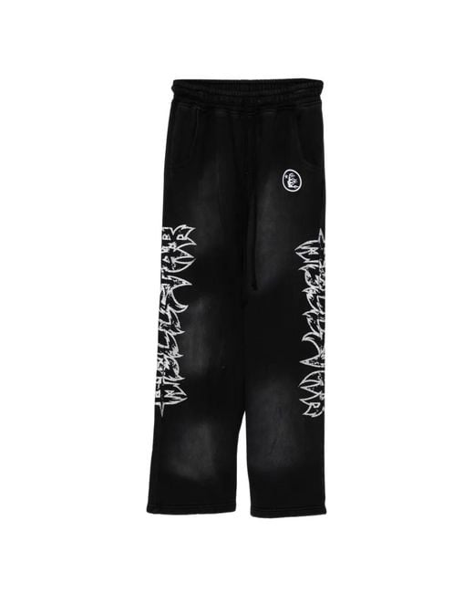 HELLSTAR Black Graphic-Print Track Pants for men