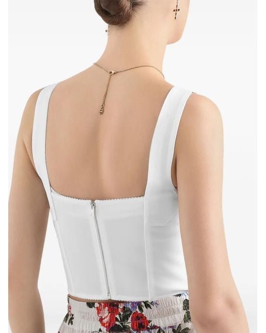 Dolce & Gabbana White Floral-Lace Top