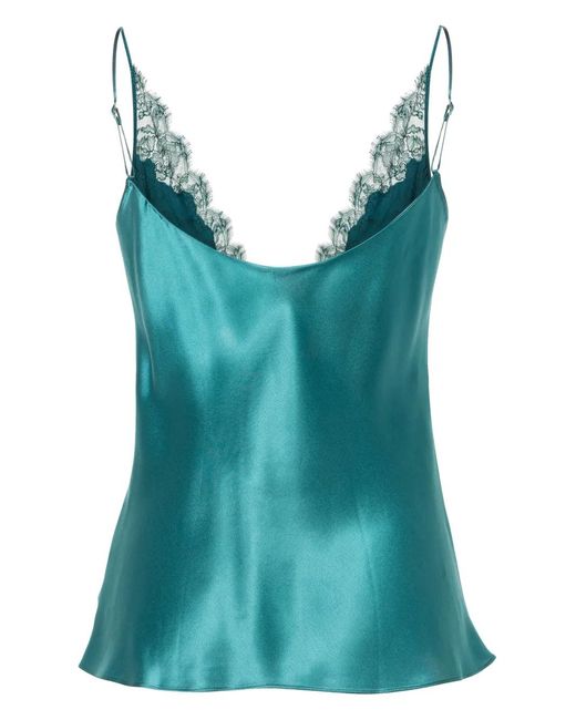 Carine Gilson Blue V-Neck Silk Camisole