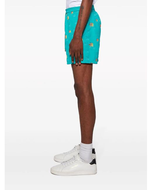 Vilebrequin Blue Mistral Piranhas-Embroidered Swim Shorts for men