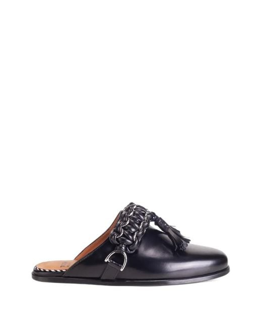 Toga Black Chain-Tassel Leather Loafers