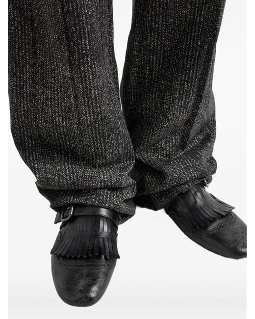 Prada Black Mules Perforées Shuffle À Franges for men