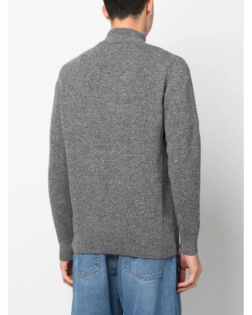 Barbour Gray Melange-Effect Half-Zip Sweater for men