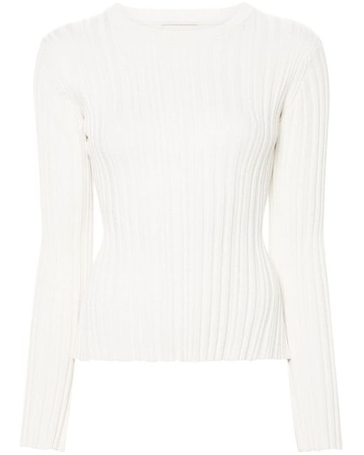 Loulou Studio White Gerippter Pullover aus Seidengemisch