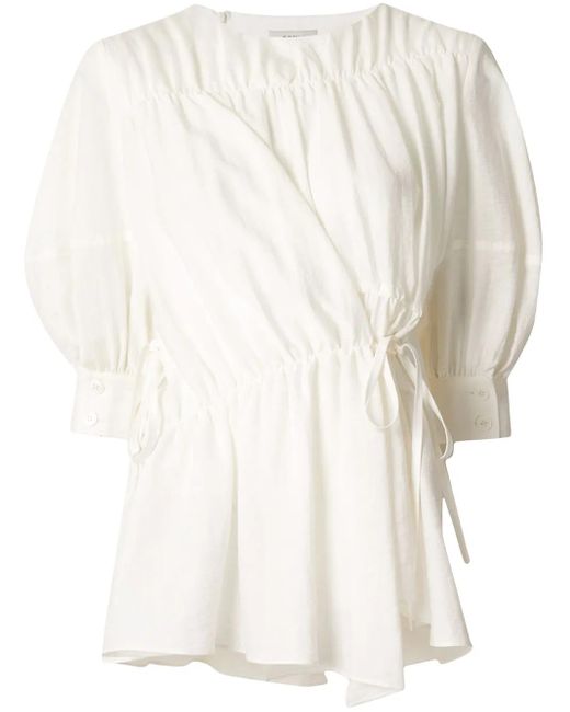 Goen.J White Multi-Directional Ruched Blouse