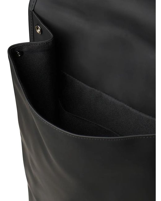 Rains Black Shield Flap Backpack for men