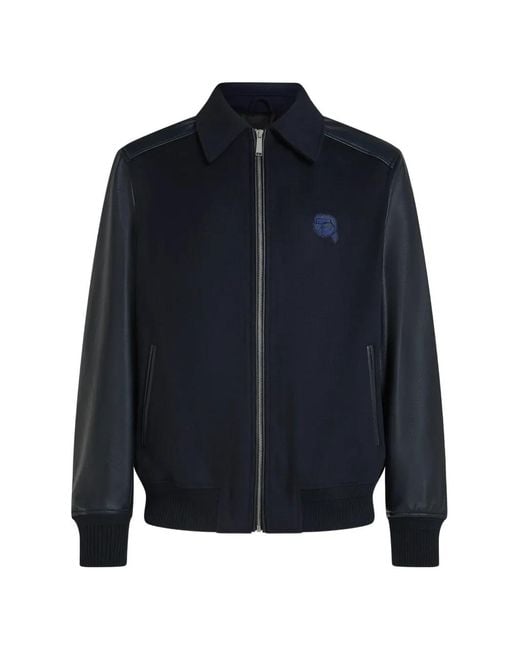Karl Lagerfeld Blue Ikon Varsity Jacket for men