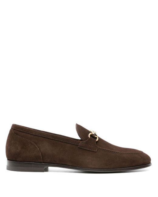 Scarosso Brown Horsebit-detail Suede Loafers