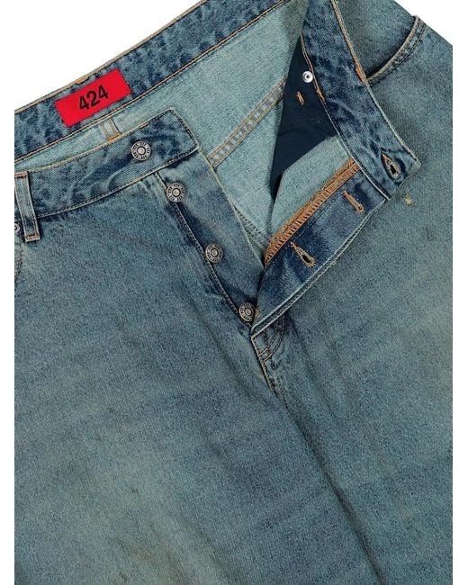 424 Gerafelde Jeans in het Blue voor heren